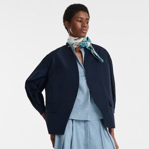 Women's Navy Cropped Open-Front Jacket